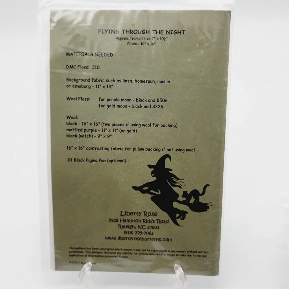 Liberty Rose Halloween Applique Pillow Framed Print Flying Witch Cat with Saying
